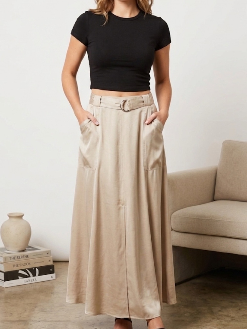 Vintage Fall Y2K Silk Utility Maxi Skirt - Picture 11 of 11